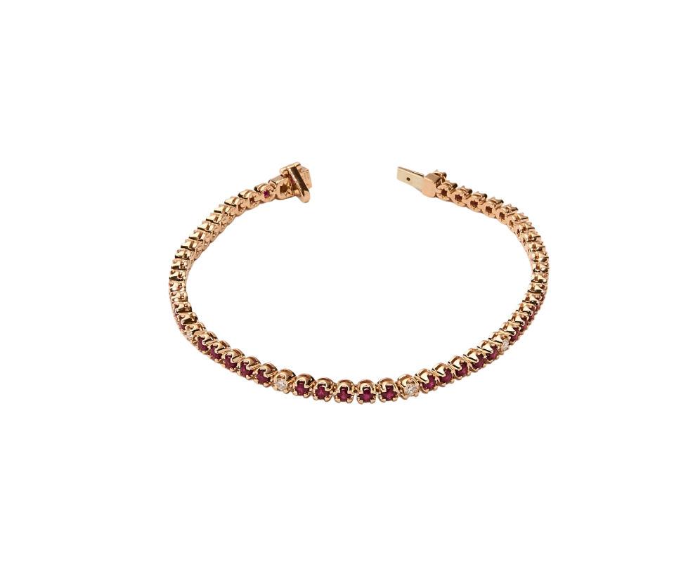 Pulsera tennis con rubís y diamantes