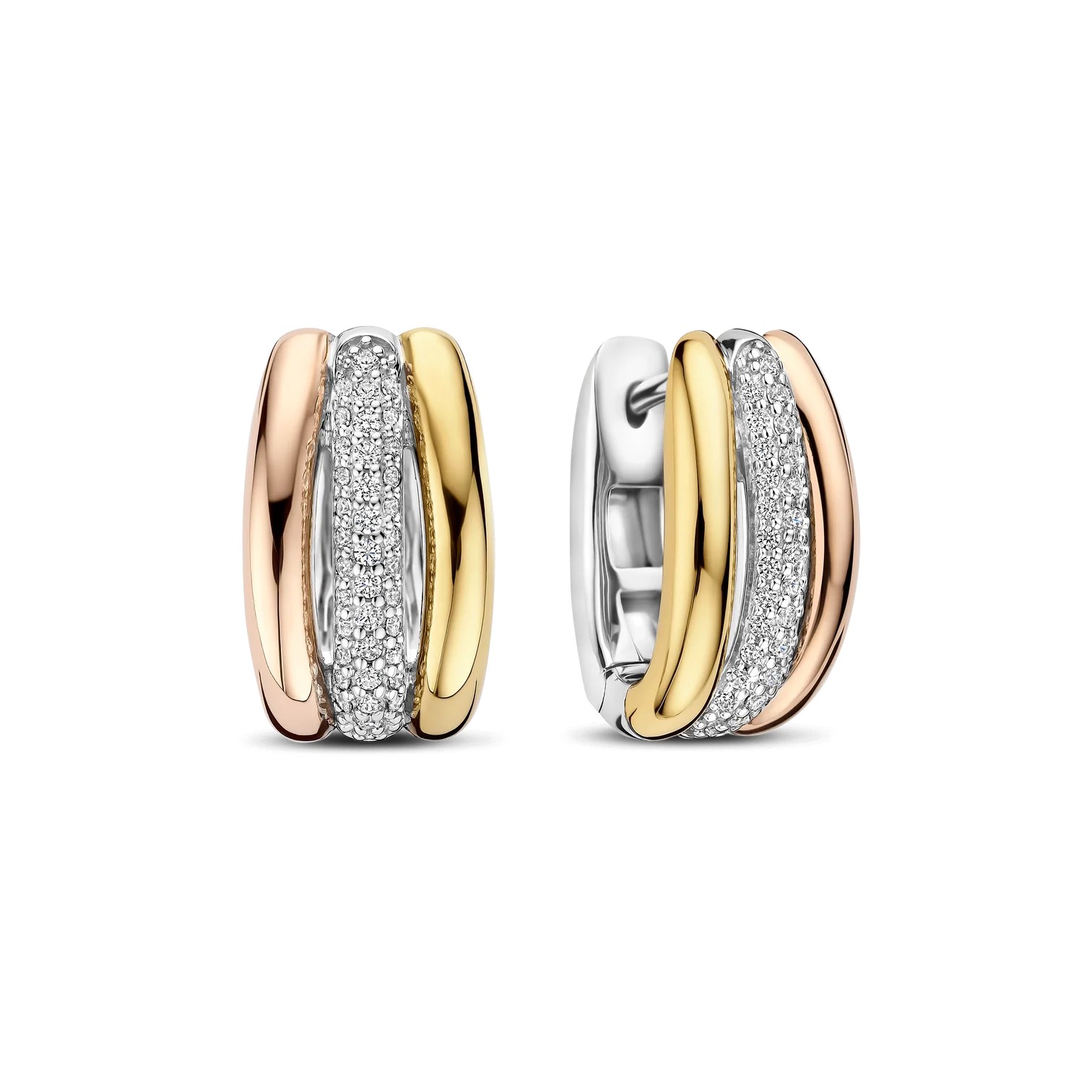 Ti Sento - Tricolor Triple Circle Zirconia Hoops