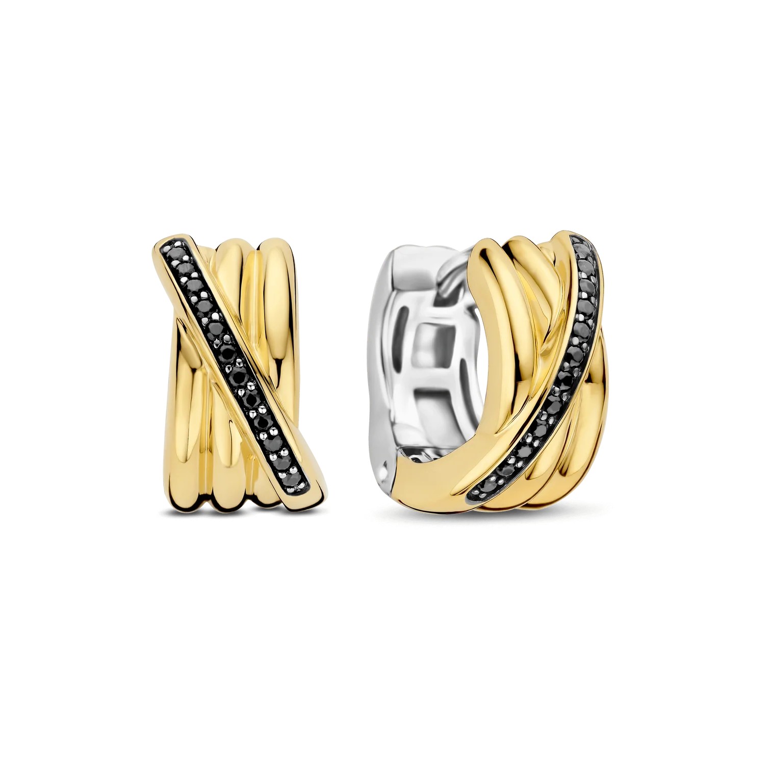 Ti Sento - Black Zirconia Crossover Hoops