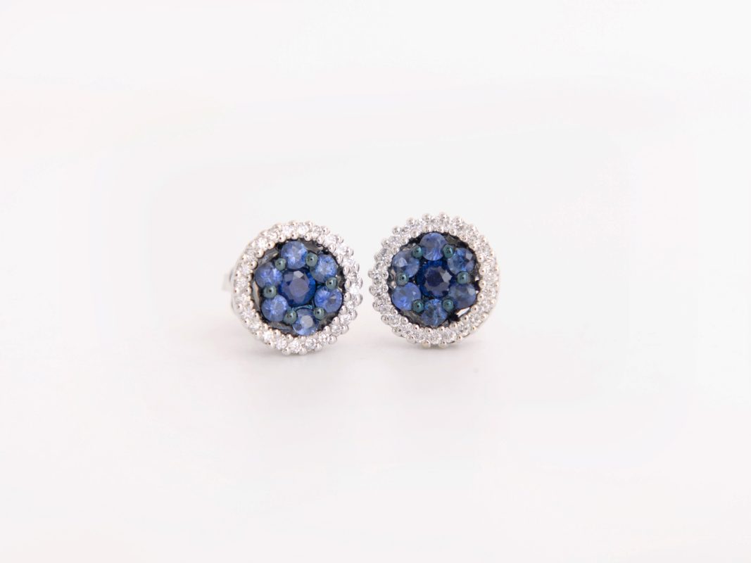 Aretes Moraglione con zafiros y diamantes