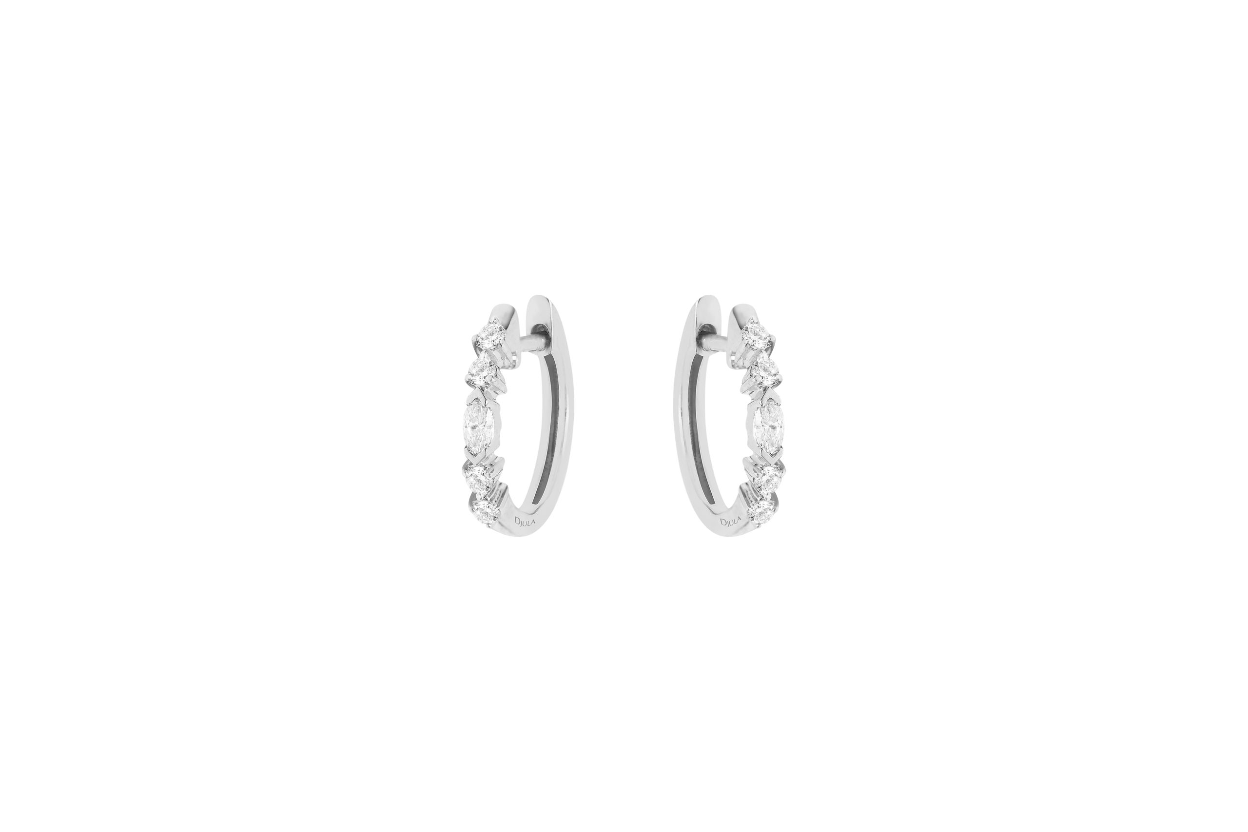 Argollas Djula en oro blanco con brillantes